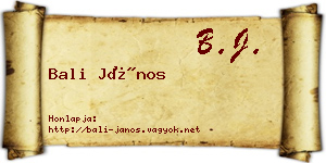 Bali János névjegykártya