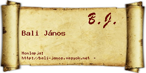 Bali János névjegykártya